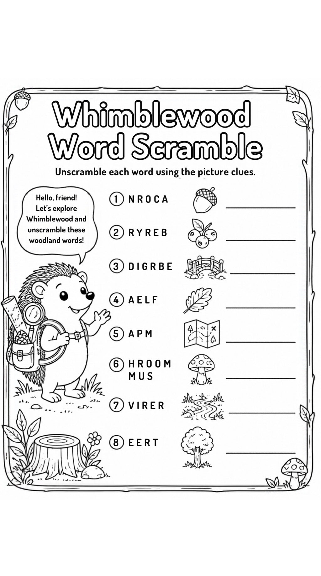 Whimblewood adventure club printable activity book